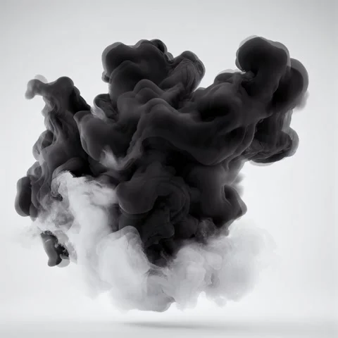Black smoke isolated on white background. Motion. Stock Footage 235173754