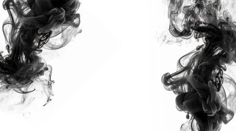 Black smoke isolated on white background, Abstract design with copy space Stock Illustration