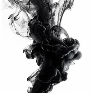 Black smoke isolated on white background, Abstract design with copy space Stock Illustration