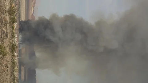 Black smoke in the sky Stock Footage 110920438