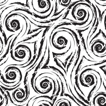 Black smooth lines corners and spirals with torn edges isolated on white Stock Illustration