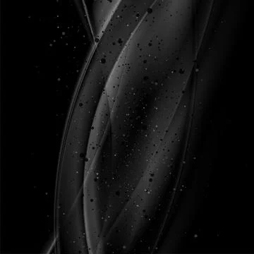 Black smooth waves and small dots abstract background Stock Illustration
