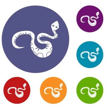 Black snake icons set Illustration