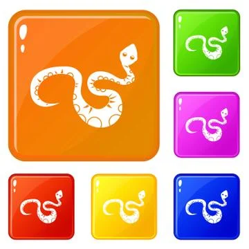 Black snake icons set vector color Stock Illustration
