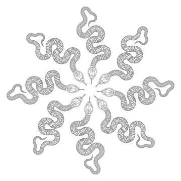 Black snake monogram on white background Illustrazione stock