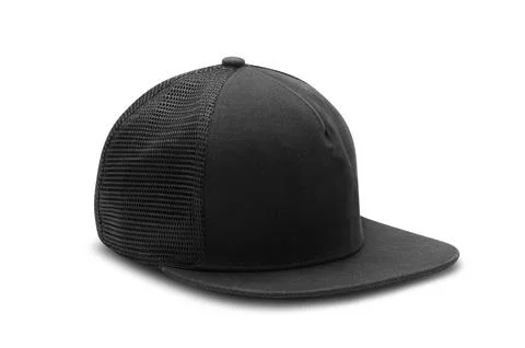 Black snapback cap isolated on white background with clipping path Stock Photos