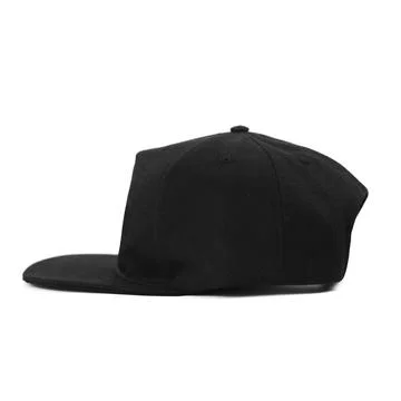 Black snapback caps mockup on a clean background, front and back side. Stock Photos
