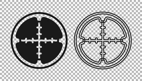 Black Sniper optical sight icon isolated on transparent background. Sniper scope Stock Illustration