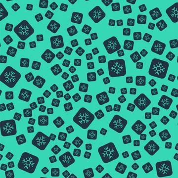 Black Snowflake icon isolated seamless pattern on green background.  Vector 스톡 일러스트