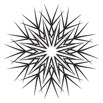 Black snowflake isolated on a white background. Simple crystal line logo. Winter Stock Illustration