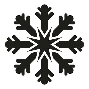 Black snowflake symbol representing winter ice and frost Stock Illustration