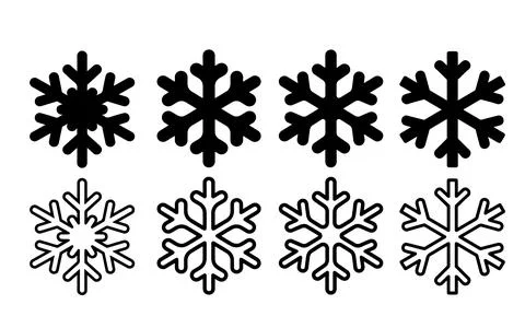 Black snowflakes icon set vector on white background Stock-Illustration