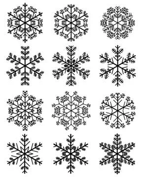 Black snowflakes Stock Illustration