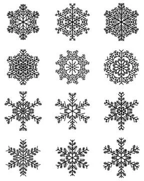 Black snowflakes Stock Illustration