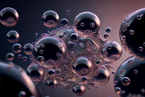 Black soap bubbles abstract background. Stock Illustration