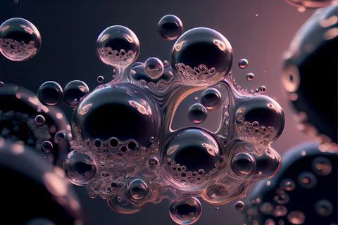 Black soap bubbles abstract background. Stock Illustration