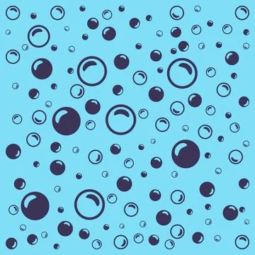 Black soap bubbles on a blue background. Stock Illustration