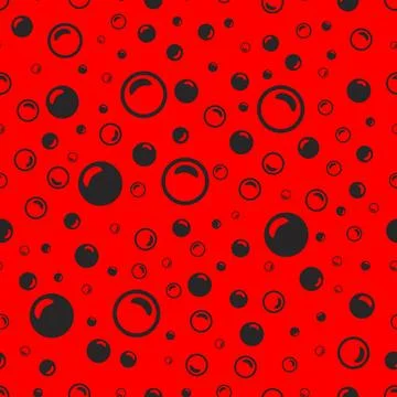 Black soap bubbles on a light red background. Stock Illustration