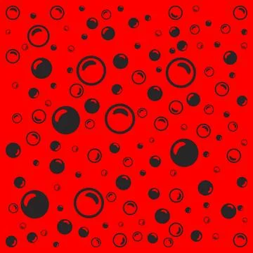 Black soap bubbles on a light red background. Stock Illustration