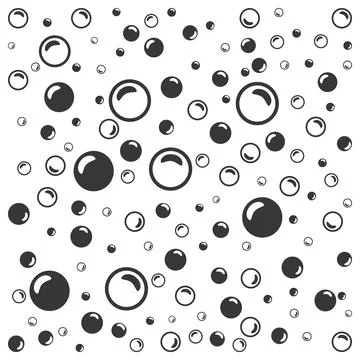 Black soap bubbles on a white background. Stock Illustration