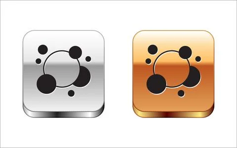 Black Soap water bubbles icon isolated on white background. Silver and gold.. Stockillustratie