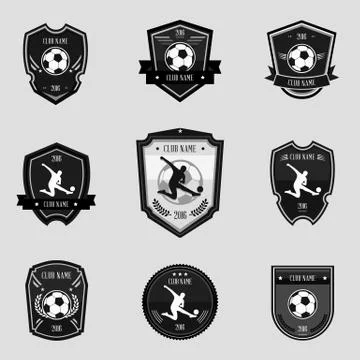 Black soccer emblems Stock Illustration