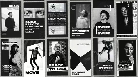 Black Social Media Stories Stock After Effects