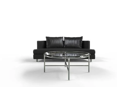 Black Sofa with Coffee Table Stock Illustration