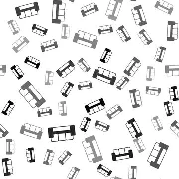 Black Sofa icon isolated seamless pattern on white background. Vector 스톡 일러스트