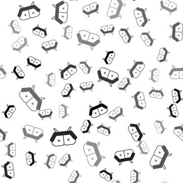 Black Sofa icon isolated seamless pattern on white background. Vector Illustrazione stock