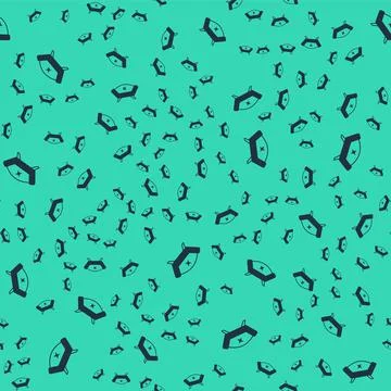 Black Sofa icon isolated seamless pattern on green background.  Vector Illustrazione stock