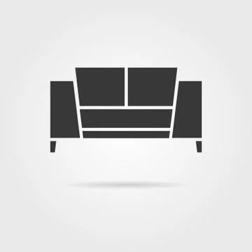 Black sofa icon with shadow Stock Illustration
