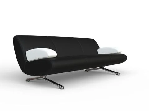 Black Sofa With White Armrests Stock Illustration