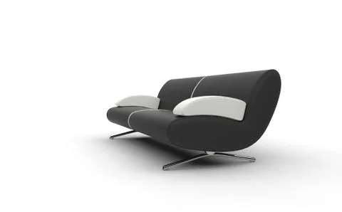 Black Sofa With White Armrests Stock Illustration