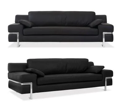 Black Sofa on white background Stock Photos