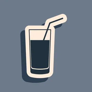 Black Soft drink icon isolated on grey background. Long shadow style. Vector Stock Illustration