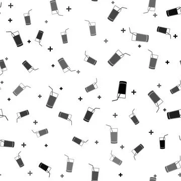 Black Soft drink icon isolated seamless pattern on white background. Vector Stock Illustration