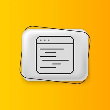 Black Software, web developer programming code icon isolated on yellow back.. Stock Illustration