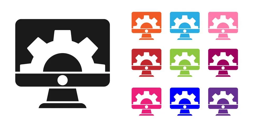 Black Software, web development, programming concept icon isolated on white Stock Illustration