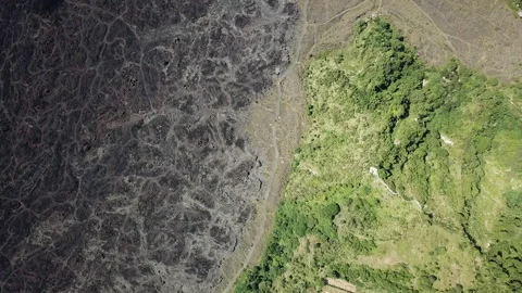 Black soil after volcanic eruption Stock Footage 140518980