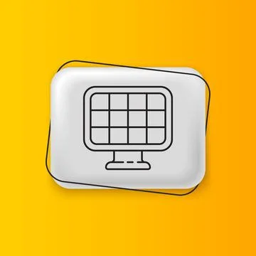 Black Solar energy panel icon isolated on yellow background. Silver rectang.. Stock Illustration