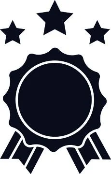 Black Solid Award Ribbon Badge with Three Stars for Top Rated Quality Guaran Stock Illustration