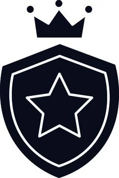 Black Solid Shield Badge with King Crown and Star for Premium Security Prote Stock Illustration