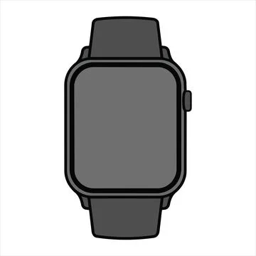 Black solid smartwatch outline icon isolated wearable tech symbol with wearab Stock Illustration