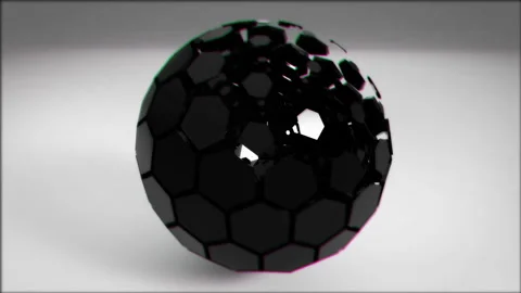 Black Solid Tech Sphere Unfolding on White background Stock Footage 244464474