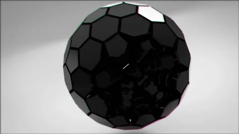 Black Solid Tech Sphere Unfolding on White background Stock Footage 244464727