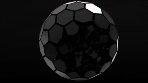 Black Solid Tech Sphere Unfolding on Black background Stock Footage 244464750