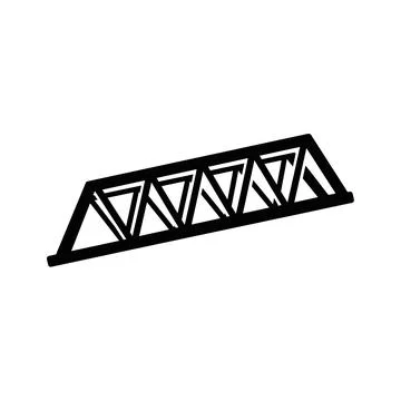Black solid truss bridge icon vector graphic for construction projects Stock Illustration