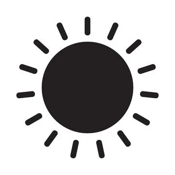 Black solid vector sun icon isolated on white background イラスト素材