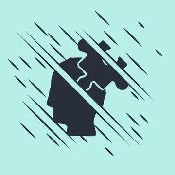 Black Solution to the problem in psychology icon isolated on green background Stock Illustration